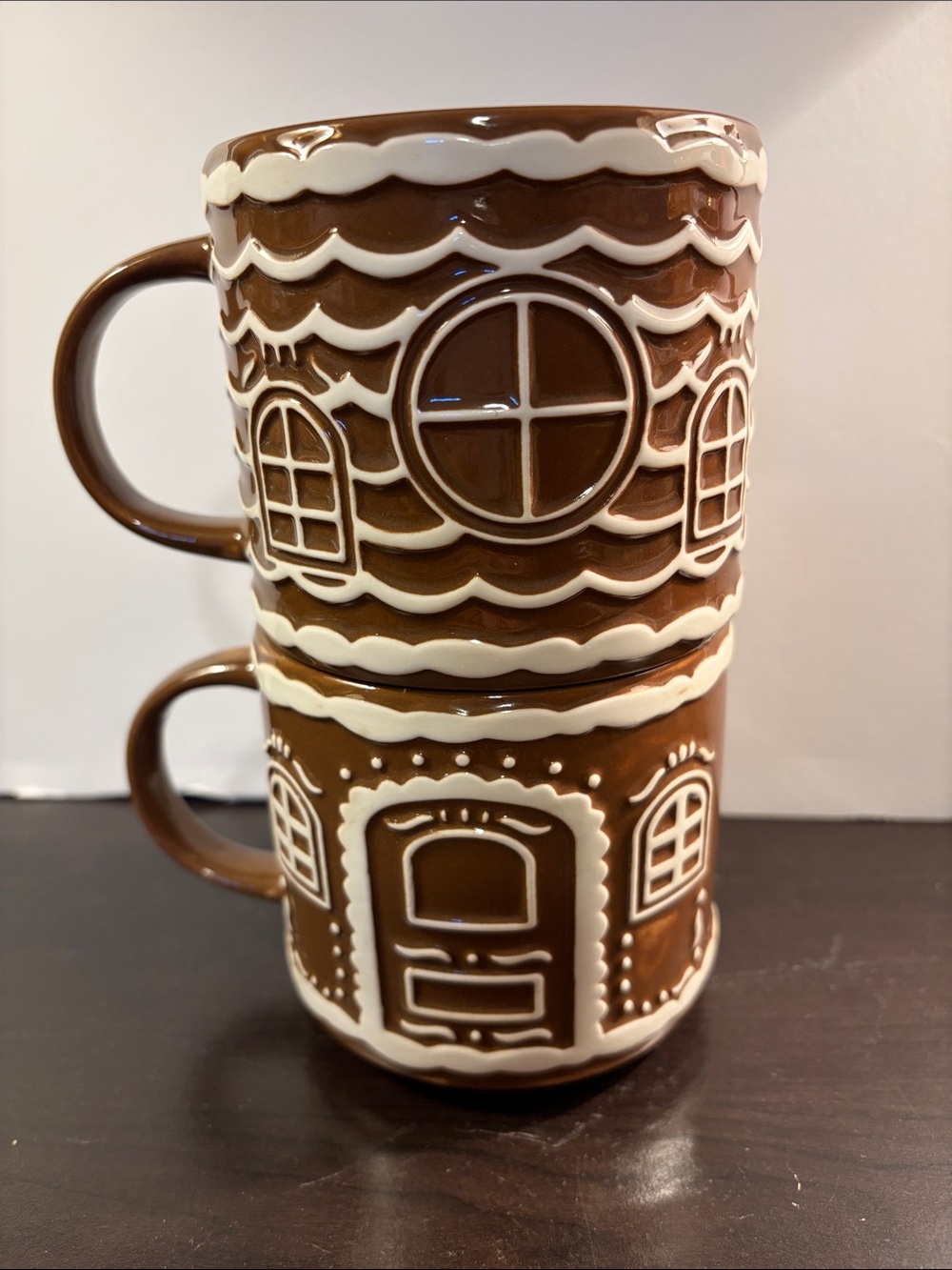 Stackable Gingerbread House Ceramic Mug - Brown